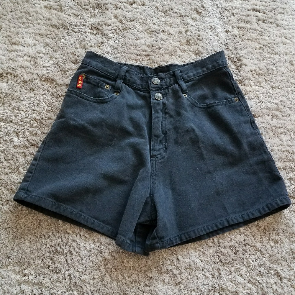 Black denim shorts